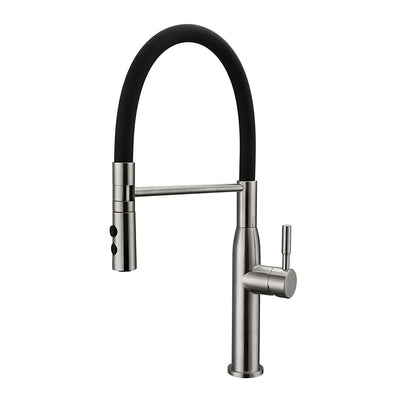 High-Arc Brushed Nickel Pull-Down Kitchen Faucet, Single-Handle Stainless Steel Faucet