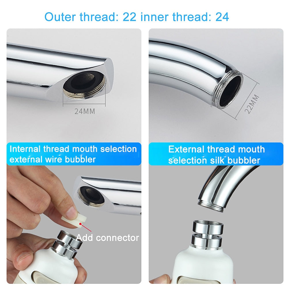 Matte White 3-Mode Rotatable Faucet Aerator, 360-Degree Swivel Water-Saving Spray Head