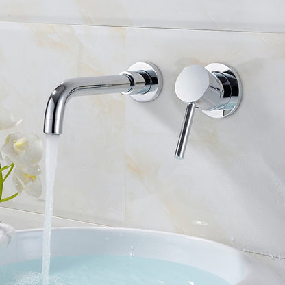 Rotatable Spout Wall-Mount Bathroom Faucet, Single-Handle Brass Basin Tap, Chrome / Matte Black / Brushed Gold