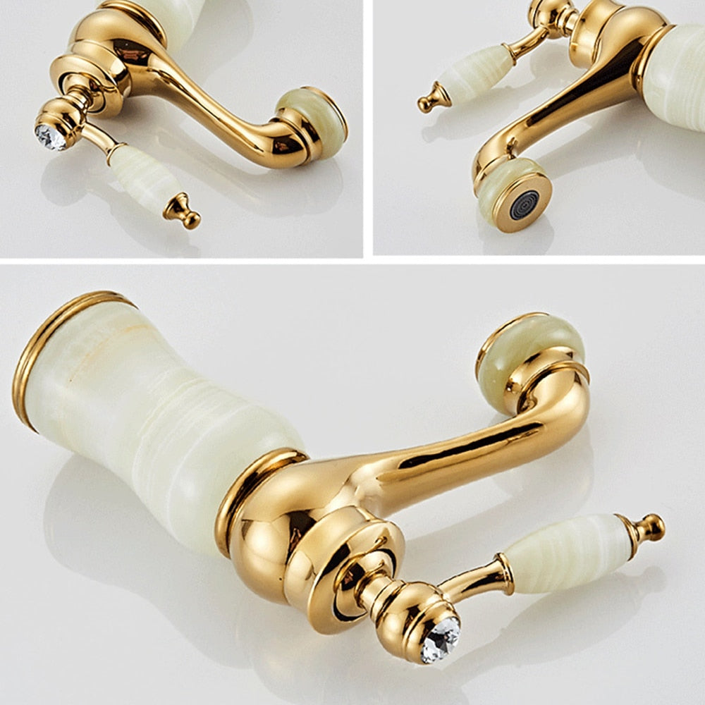 Traditional Single-Hole Bathroom Faucet, Single-Handle Brass Basin Faucet