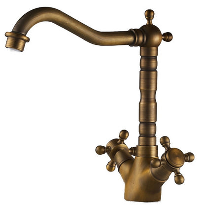 Traditional High Arc Bathroom Faucet, Single-Hole Dual Cross Handle Faucet