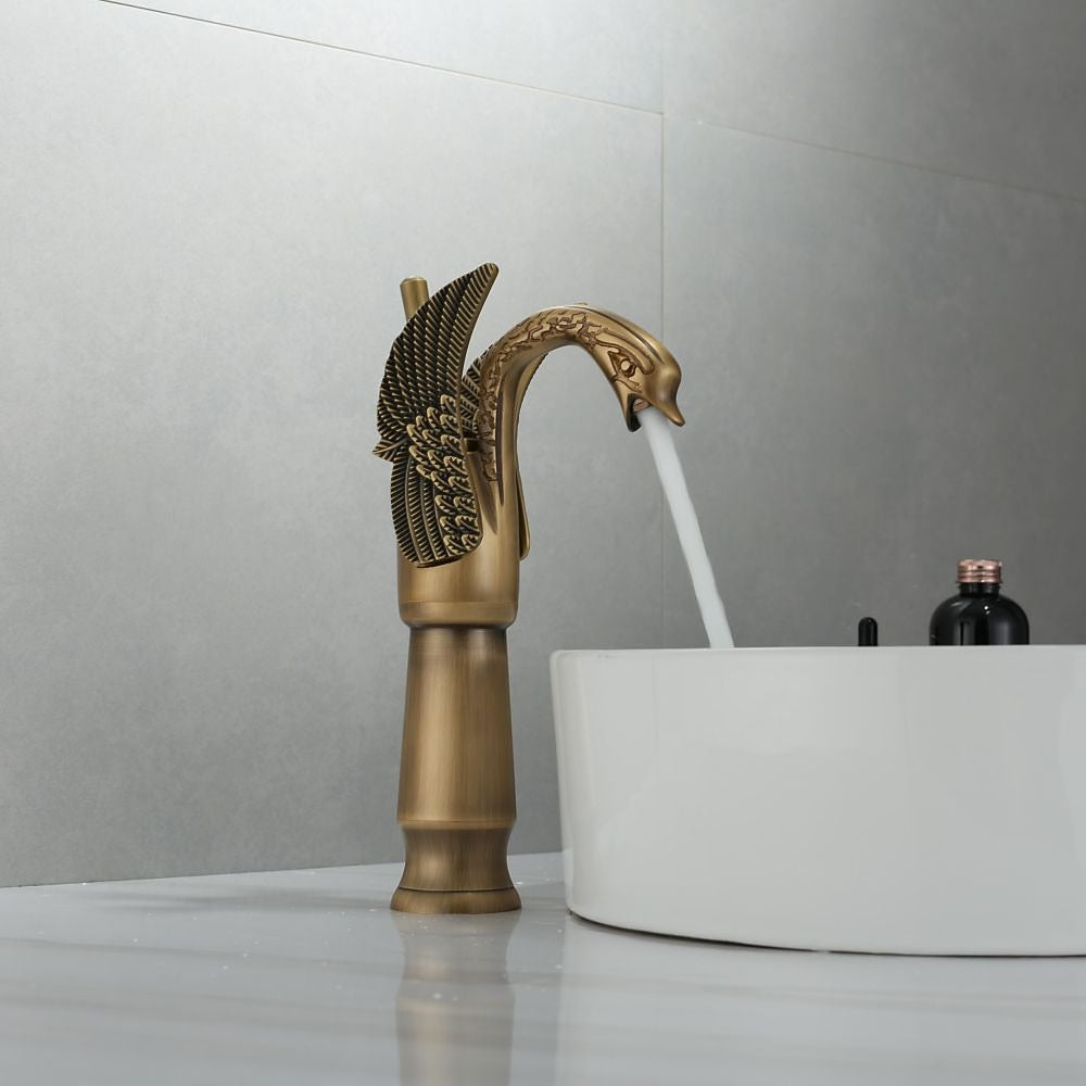 Swan Shape Waterfall Bathroom Faucet, Single-Handle Vessel Sink Faucet