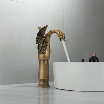 Swan Shape Waterfall Bathroom Faucet, Single-Handle Vessel Sink Faucet