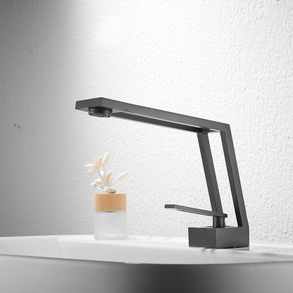 Modern Waterfall Bathroom Faucet, Single-Handle Brass Sink Faucet, Matte Black / Brushed Gold / Gunmetal / Matte White
