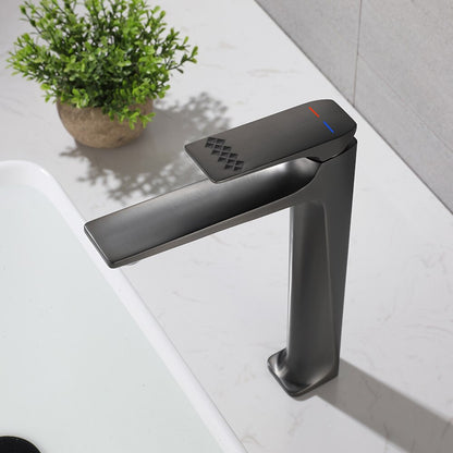 Modern Single-Hole Vessel Sink Faucet, Single-Handle Tall Bathroom Faucet, Brushed Gold / Matte Black / Chrome / Matte White / Gunmetal