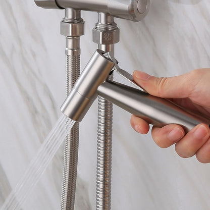 Stainless Steel Handheld Bidet Sprayer Faucet, Wall-Mount Single-Handle Toilet Shattaf with T-Valve / Flexible Hose