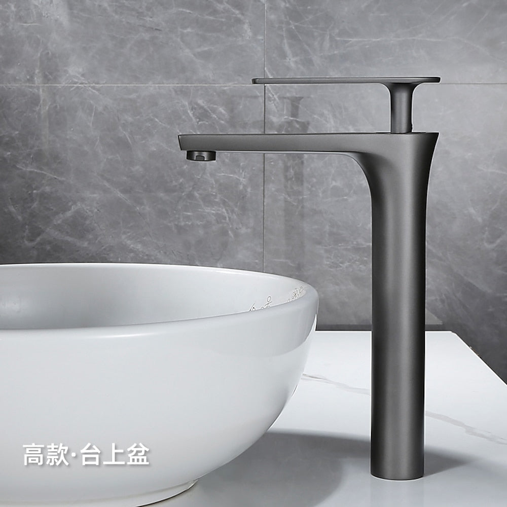 Modern Vessel Sink Faucet, Single-Handle Brass Bathroom Faucet