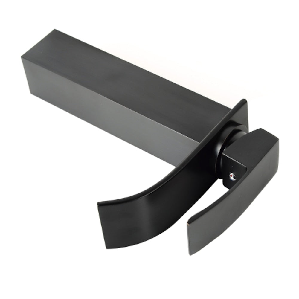 Matte Black Modern Waterfall Vessel Sink Faucet, Single-Handle Single-Hole Bathroom Faucet