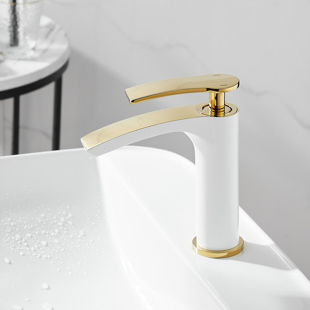 Waterfall Modern Bathroom Vessel Sink Faucet, Single-Handle Single-Hole Brass Basin Faucet