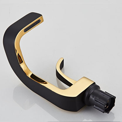 Waterfall Modern Bathroom Faucet, Single-Handle Single-Hole Brass Faucet