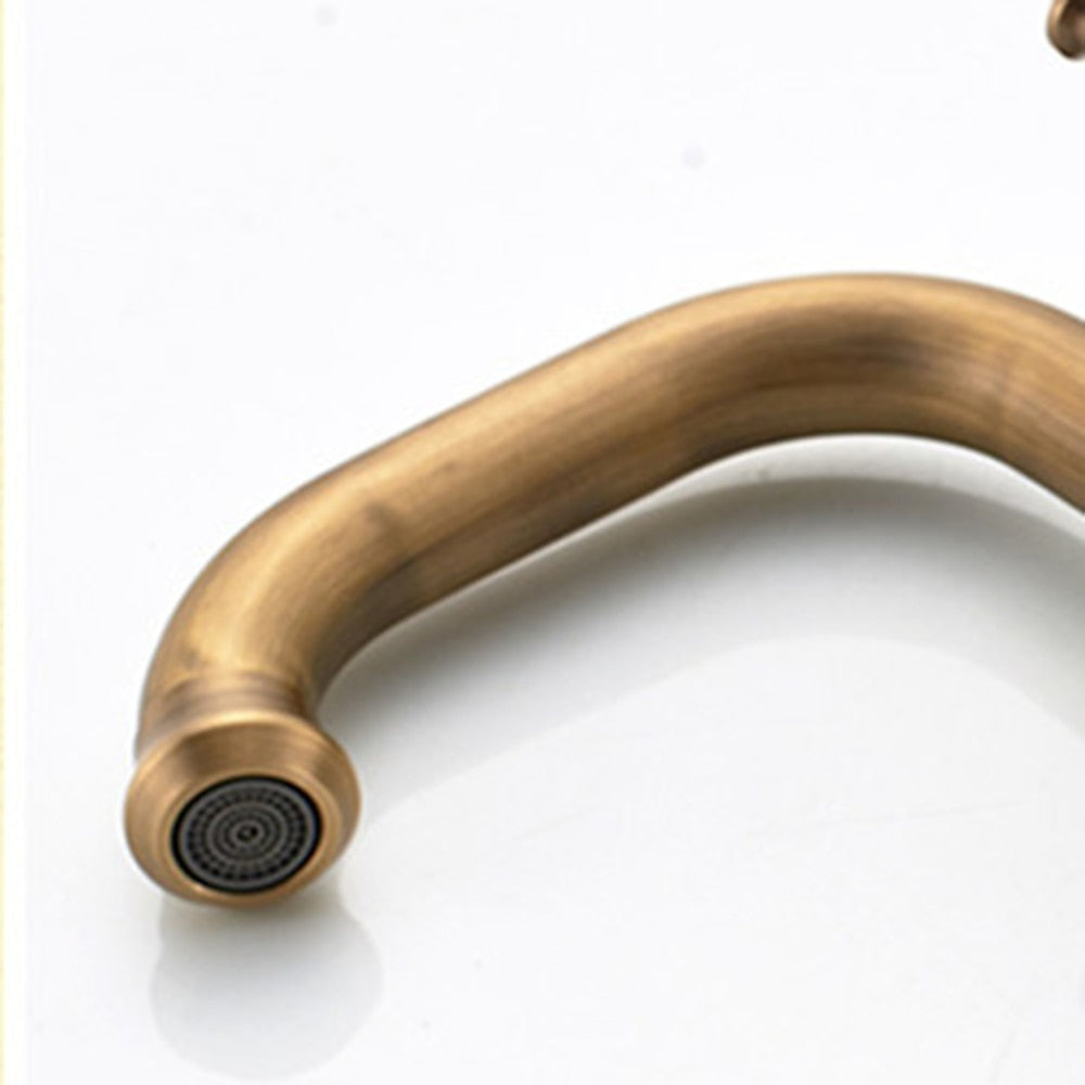 360-Degree Swivel Vintage Bathroom Faucet, Single-Hole Single-Handle Faucet, Antique Brass / Matte Black
