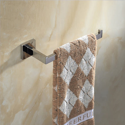 Chrome Wall-Mounted Stainless Steel Bathroom Hardware Set, 4-Piece Bathroom Accessory Kit with Double Towel Bar / Toilet Paper Holder / Robe Hook / Towel Holder