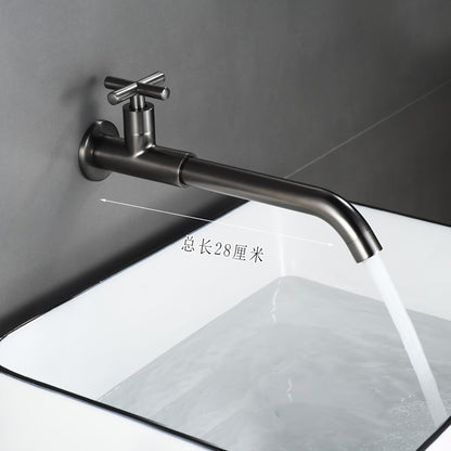 Wall-Mount Single-Hole Bathroom Faucet, Single Cross Handle Swivel Spout Faucet, Antique Brass / Matte Black / Chrome / Matte White / Polished Gold / Gunmetal