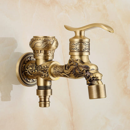 Antique Brass Wall-Mount Bidet Faucet, Handheld Toilet Sprayer Set