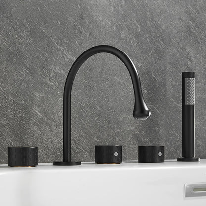 High-Arc 5-Hole Roman Tub Faucet, Three-Handle Tub Filler Faucet with Handheld Shower