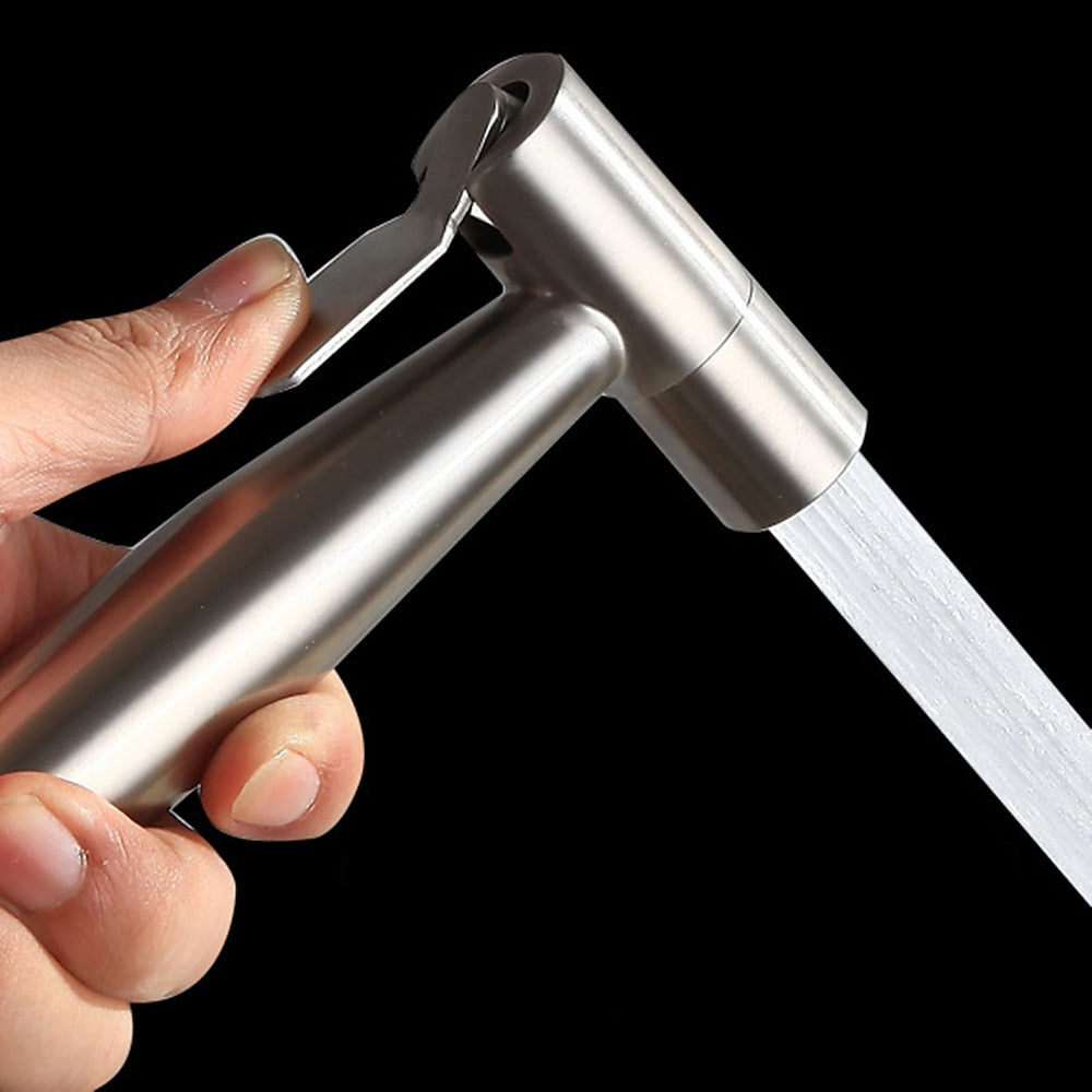 Stainless Steel Wall-Mounted Handheld Bidet Sprayer Tap, High-Pressure Toilet Sprayer Set