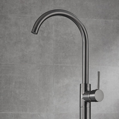 Gunmetal Contemporary Freestanding Tub Faucet, Single-Handle Brass Faucet, High Arc Spout Faucet