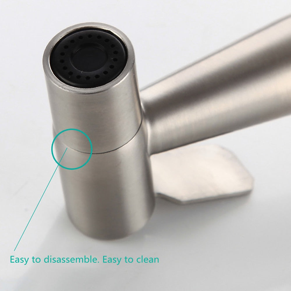 Stainless Steel Handheld Bidet Sprayer Faucet, Wall-Mount Single-Handle Toilet Shattaf with T-Valve / Flexible Hose
