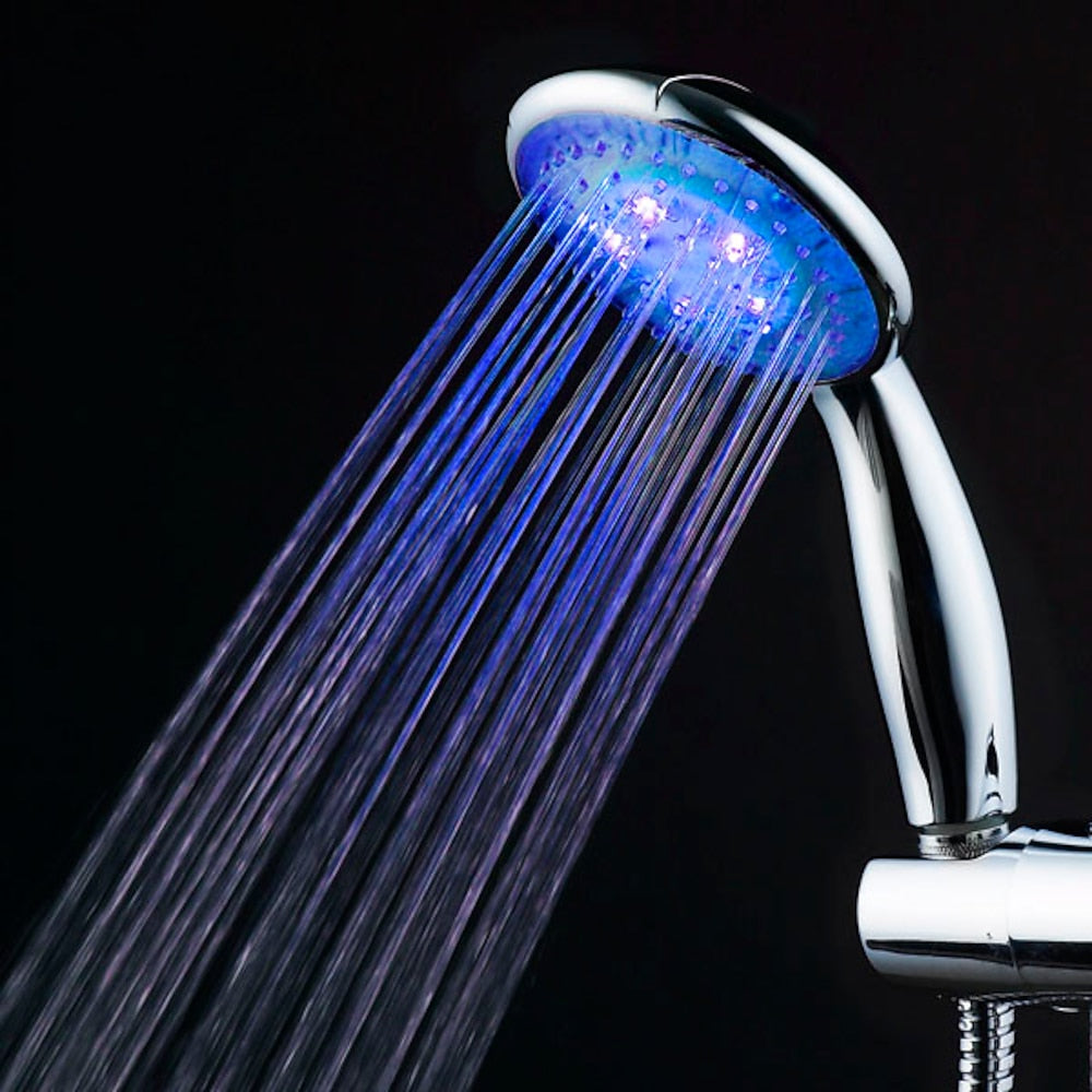 Chrome LED Handheld Shower Head, ABS Jet / Rainfall Spray Hand Shower