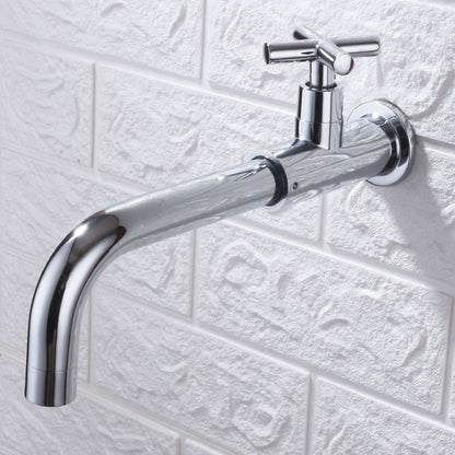 Industrial Wall-Mount Cold Water Bathroom Faucet, Single-Handle Rotatable Spout Tap, Brushed Gold / Chrome / Gunmetal