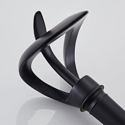 Waterfall Single-Hole Bathroom Faucet, Single-Handle Brass Vessel Sink Faucet, Matte Black / Chrome / Brushed Gold / Matte White / Gunmetal