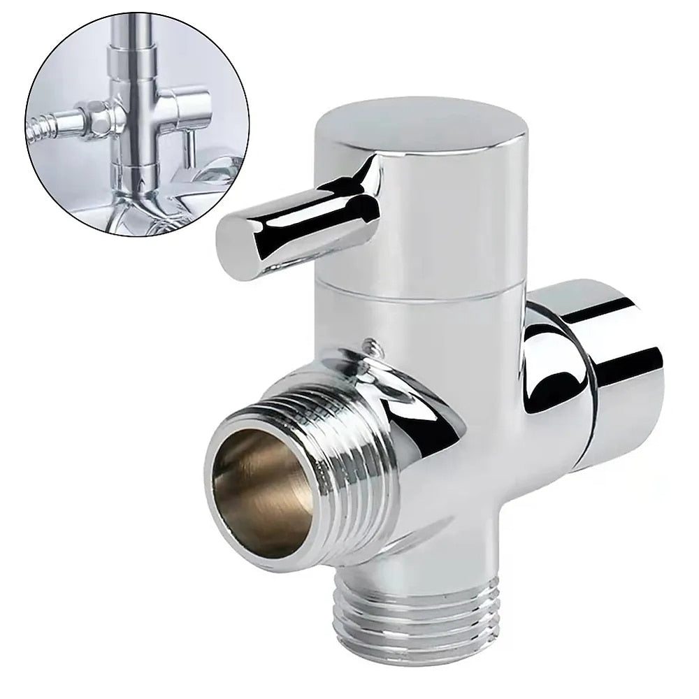 Chrome Brass 3-Way Shower Diverter Valve, T-Adapter Tee for Handheld Showerhead