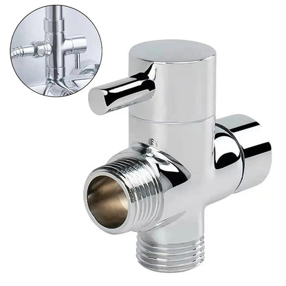 Chrome Brass 3-Way Shower Diverter Valve, T-Adapter Tee for Handheld Showerhead