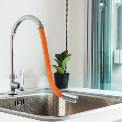 Orange Contemporary Flexible Faucet Extension Tube, 360-Degree Swivel Extender Hose with Splashproof Foaming Aerator