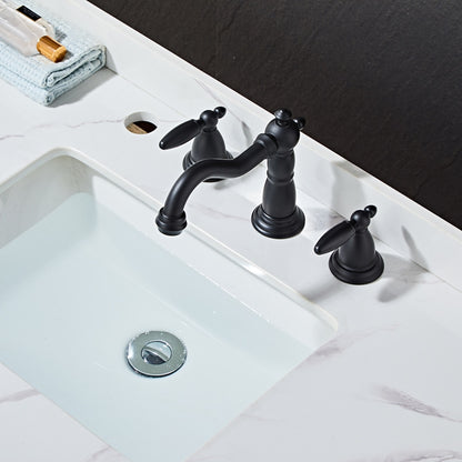 Widespread Modern Bathroom Faucet, Dual-Handle High Arc Brass Faucet, Matte Black / Chrome / Polished Gold / Rose Gold / Antique Brass