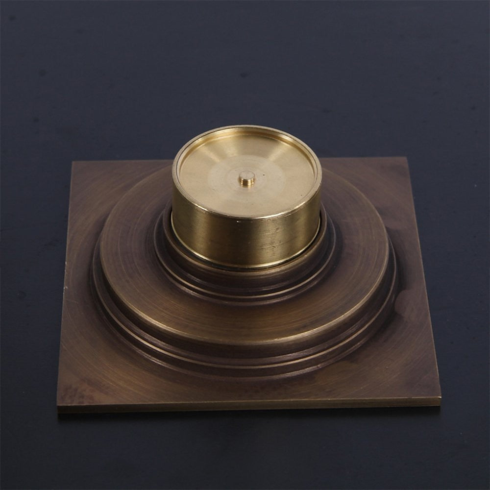 Rainfall Antique Brass Shower Faucet, Wall-Mount Single-Handle Shower System with Rough-In Valve / Floor Drain