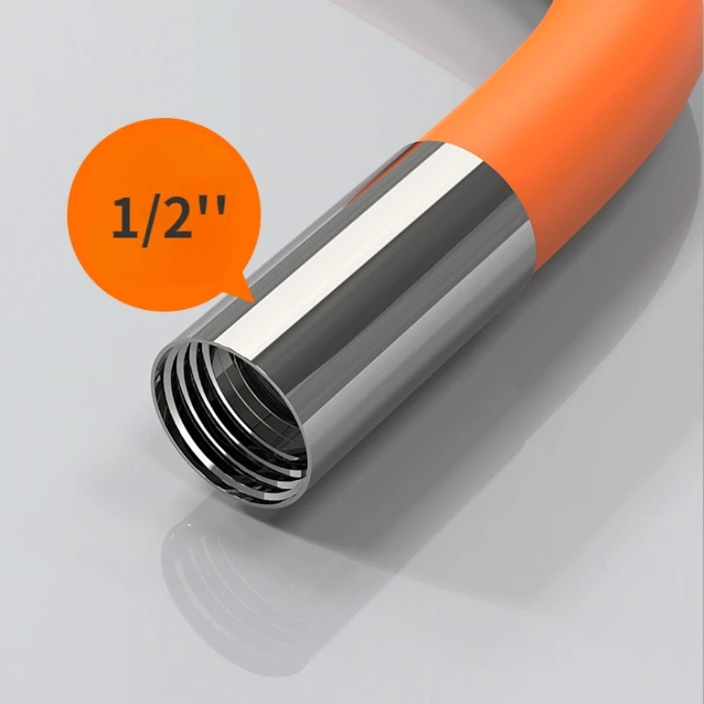 Orange Contemporary Flexible Faucet Extension Tube, 360-Degree Swivel Extender Hose with Splashproof Foaming Aerator