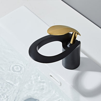 Modern Waterfall Bathroom Faucet, Single-Handle Brass Faucet
