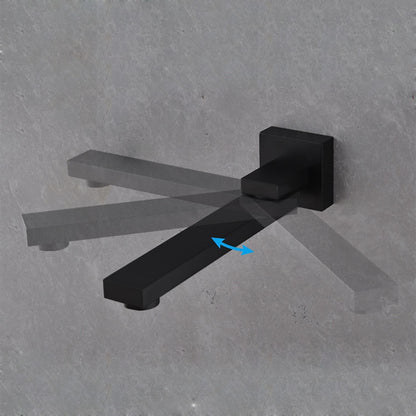 Matte Black Wall-Mount Swivel Spout Bathroom Faucet, Single-Handle 2-Hole Sink Faucet