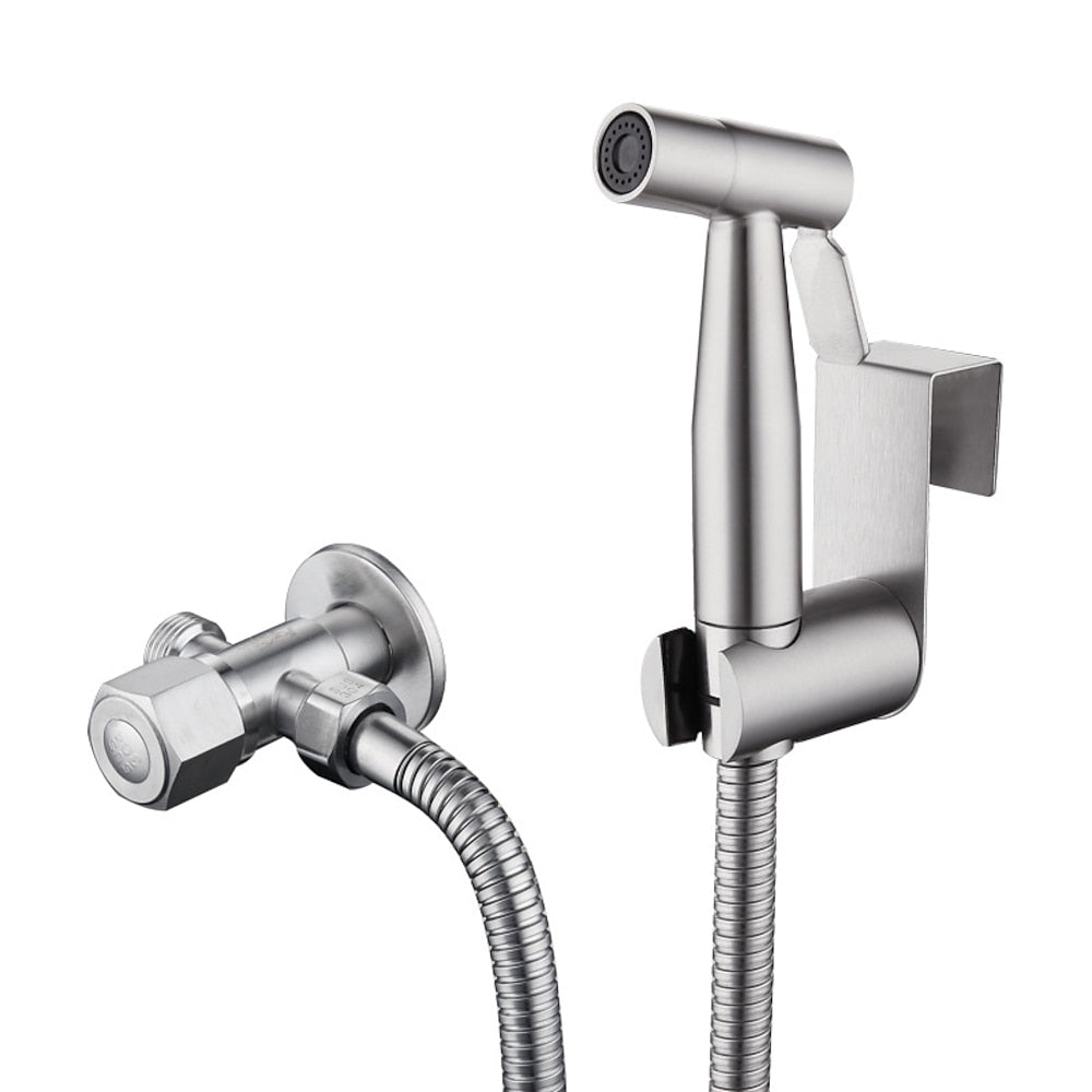 Stainless Steel Handheld Bidet Sprayer, Wall-Mount Bidet Faucet with Shower Hose / Bracket