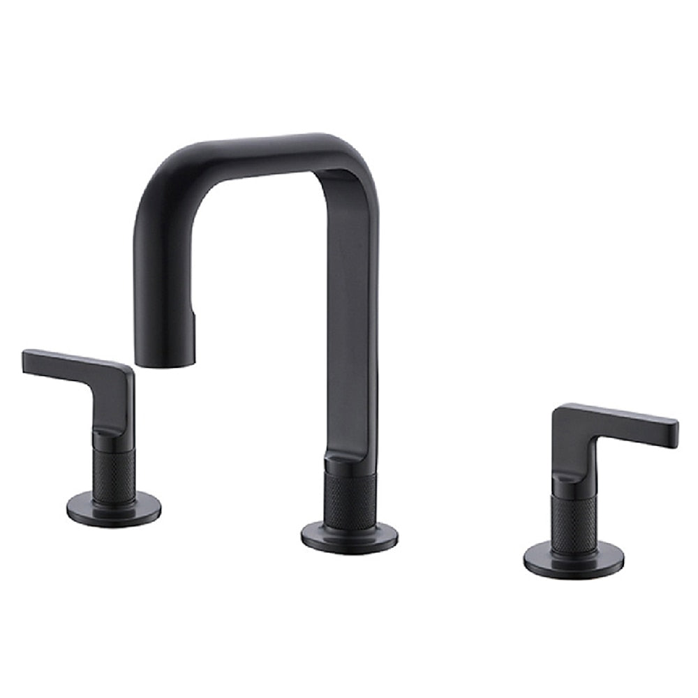 Widespread Two-Handle Bathroom Faucet, Modern High Arc Brass Basin Faucet with Water Supply Hoses, Brushed Gold / Gunmetal