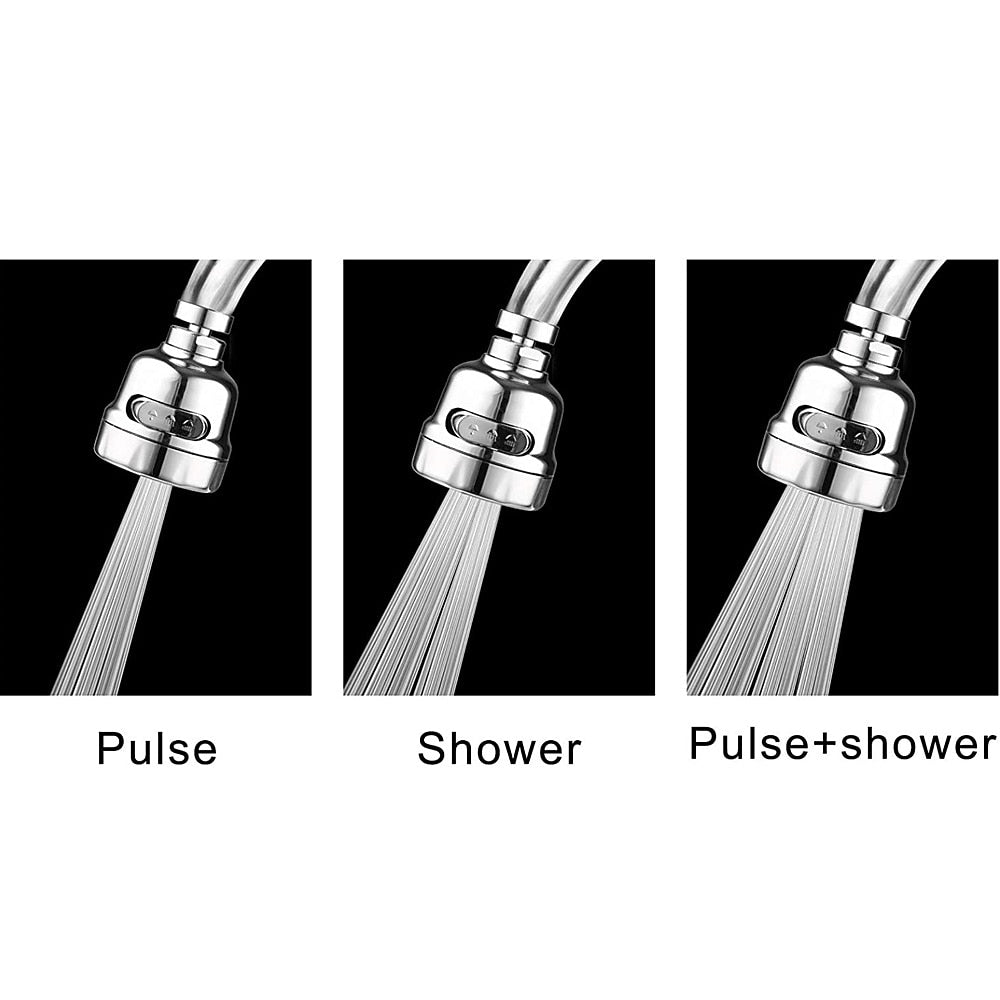 Chrome 360-Degree Swivel 3-Mode Replacement Spray Head, Kitchen Sink Faucet Aerator Sprayer Attachment