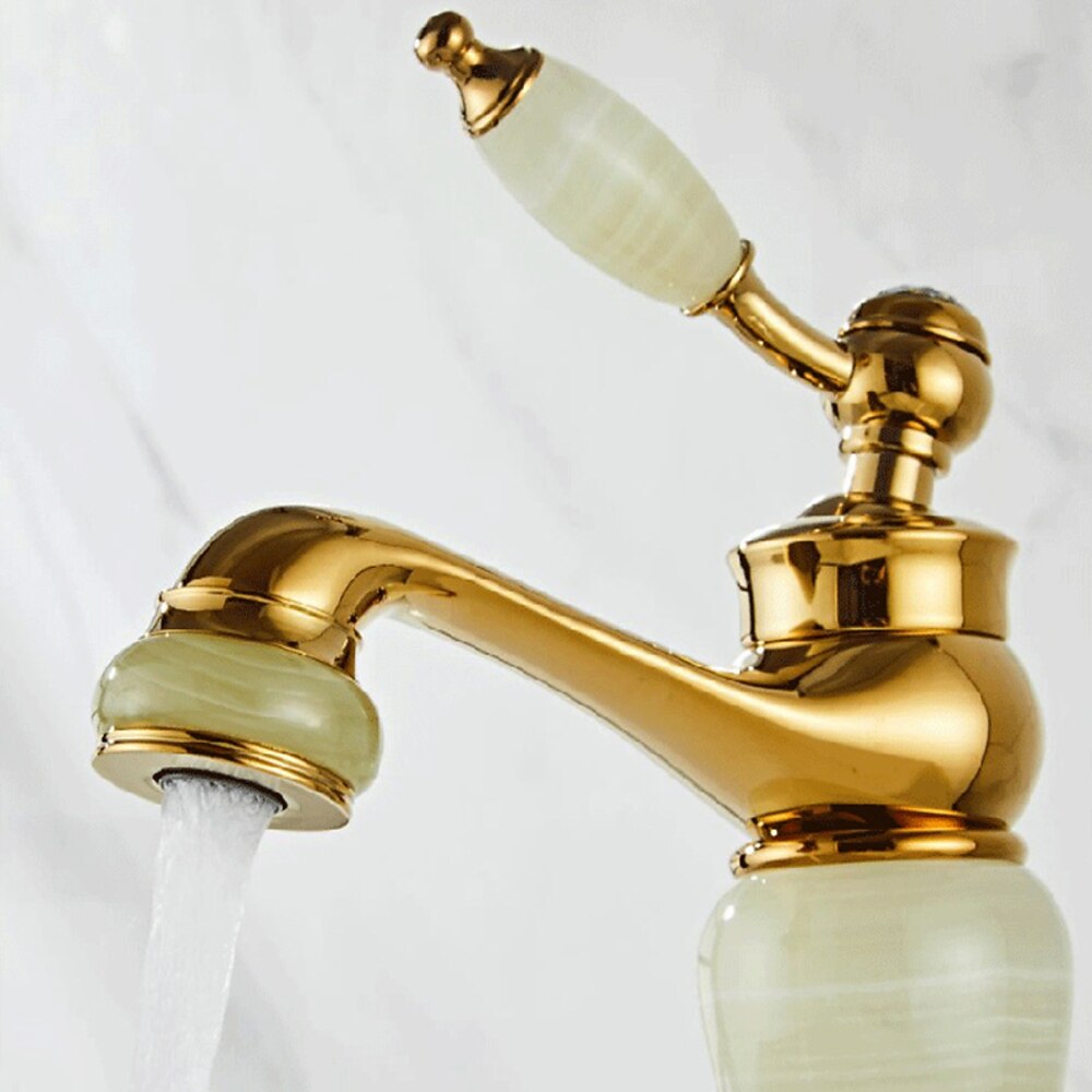 Traditional Single-Hole Bathroom Faucet, Single-Handle Brass Basin Faucet