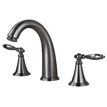 Modern High Arc Bathroom Sink Faucet, Widespread Dual-Handle Faucet, Matte Black / Matte White / Gunmetal / Chrome