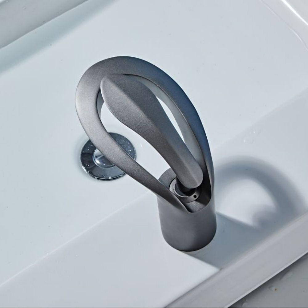 Modern Waterfall Bathroom Faucet, Single-Handle Brass Faucet