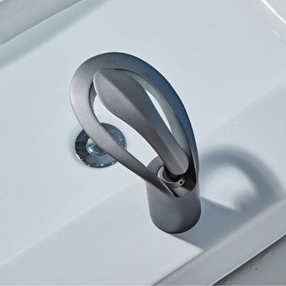 Modern Waterfall Bathroom Faucet, Single-Handle Brass Faucet