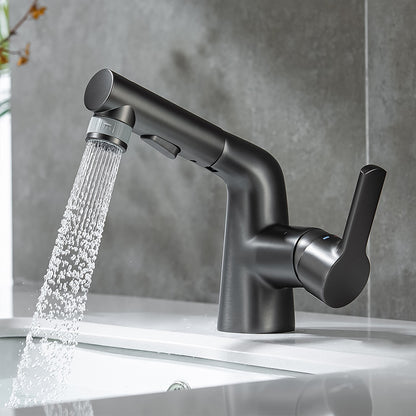 Modern Pull-Out Bathroom Sink Faucet, Single-Handle Swivel Spout Faucet, Brushed Gold / Chrome / Matte Black / Gunmetal