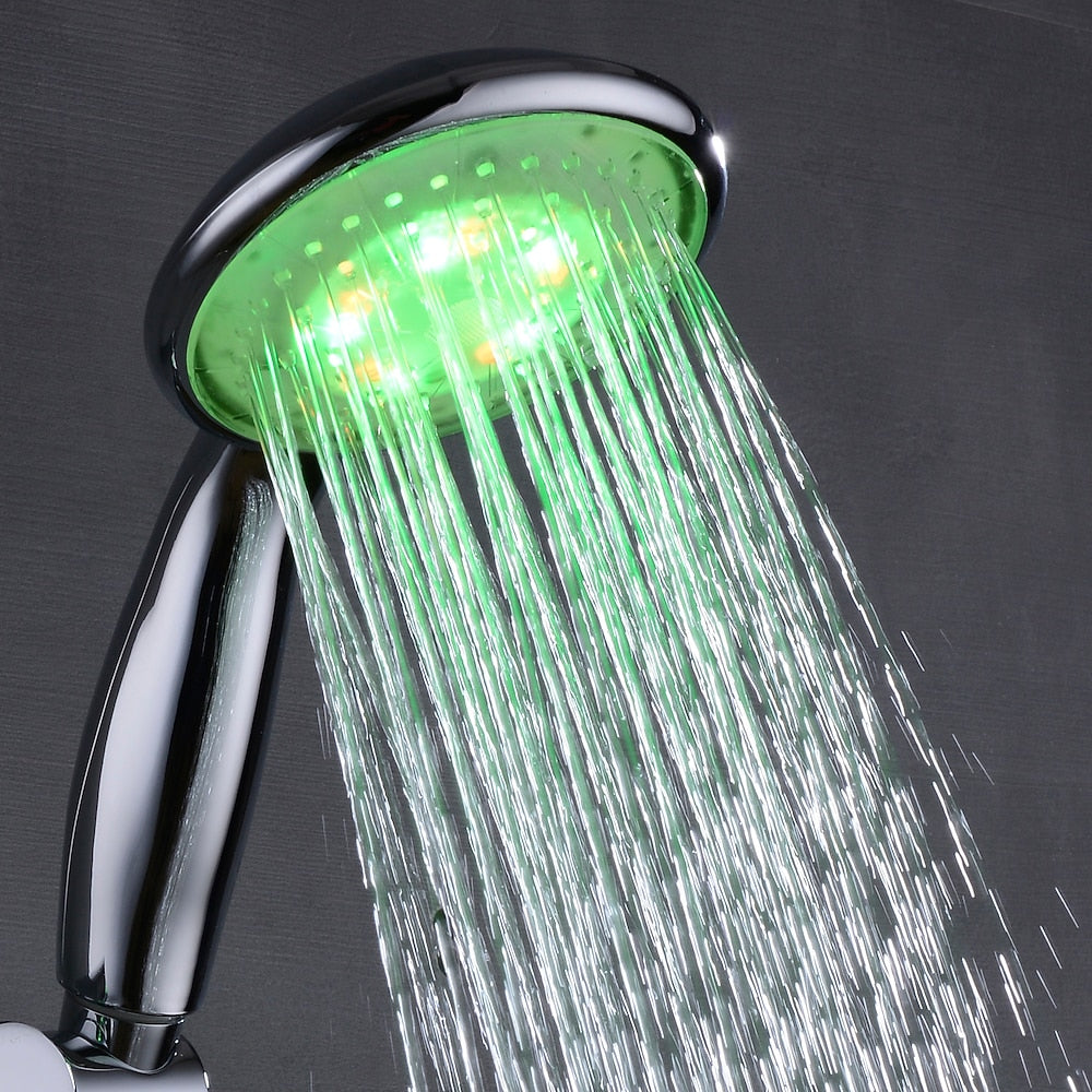 Chrome Contemporary LED Handheld Shower Head, ABS Plastic Hand Shower with Jet / Rainfall Spray Modes