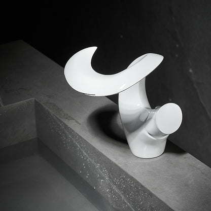Lagomel waterfall single-hole bathroom faucet, set in a Modern/Minimalist bathroom
