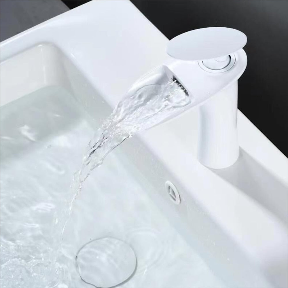 Modern Waterfall Bathroom Faucet, Single-Handle Single-Hole Faucet