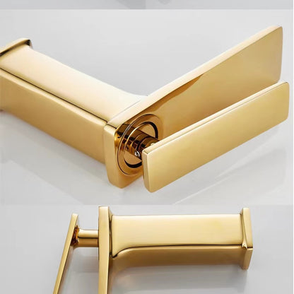 Waterfall Modern Single-Hole Bathroom Faucet, Single-Handle Brass Faucet
