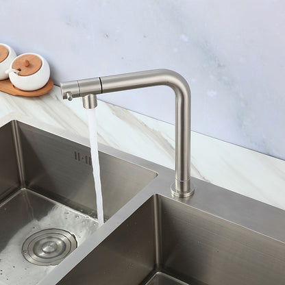 Pull-Out Brushed Nickel Kitchen Faucet, Contemporary Single-Hole Single-Handle Faucet