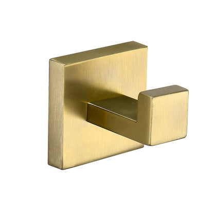 Brushed Gold Stainless Steel Bathroom Hardware Set, Modern Wall-Mount Bathroom Accessory Set with Towel Rack / Toilet Paper Holder / Robe Hooks