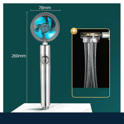 High-Pressure Turbo Fan Handheld Shower Head, 360-Degree Swivel ABS Shower Head with Pause Switch, Silver / Gold / Multi