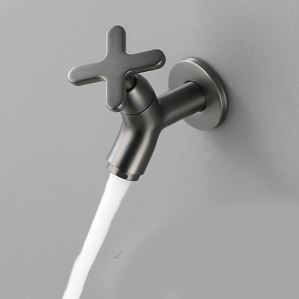 Modern Wall-Mount Bathroom Faucet, Single-Cold Brass Basin Faucet, Gunmetal / Chrome / Matte White