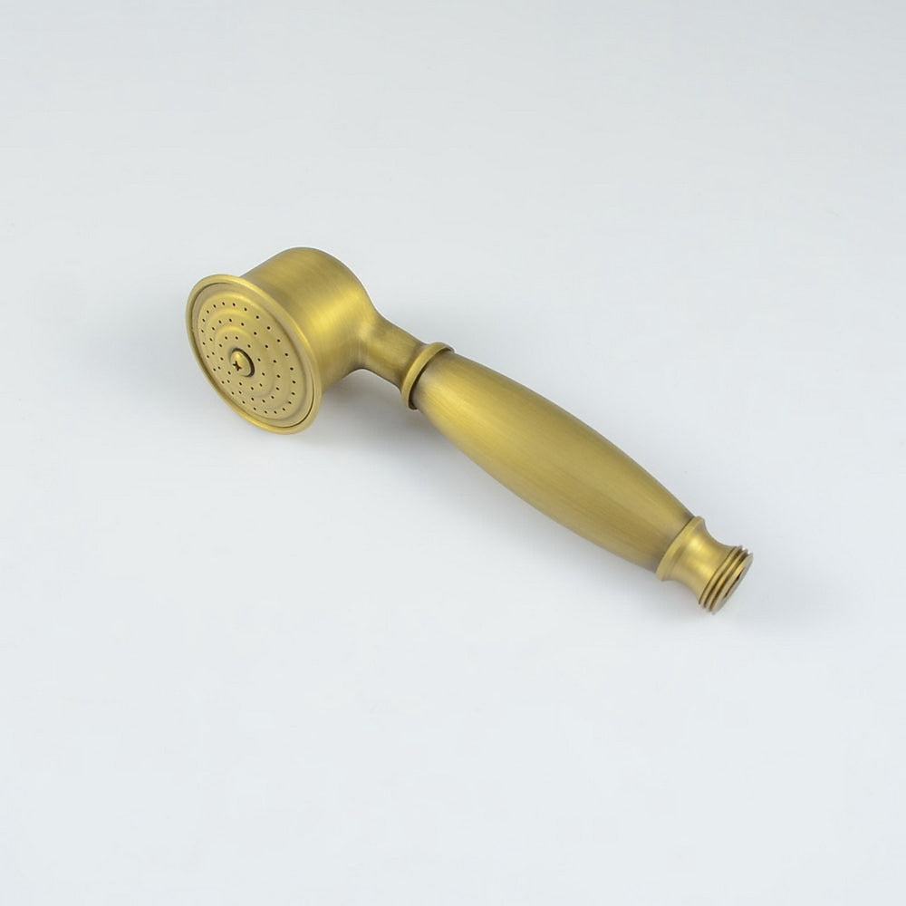 Antique Brass Traditional Deck-Mount Tub Faucet, Two-Handle Tub Filler with Handheld Shower